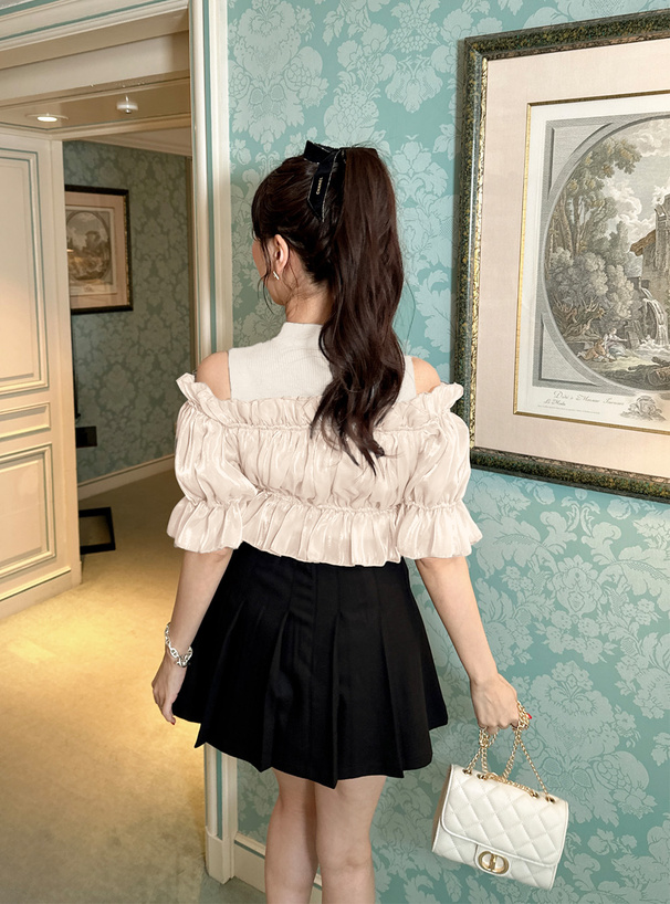 オーガンジーショルダーオープンニットトップス[kz520] | レディース