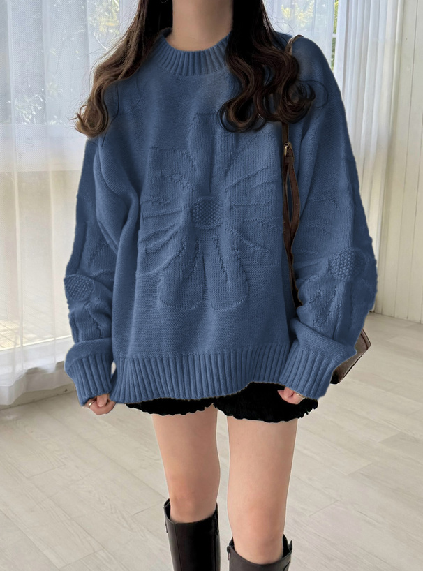 フラワージャガードニットトップス[kz673] | レディースファッション