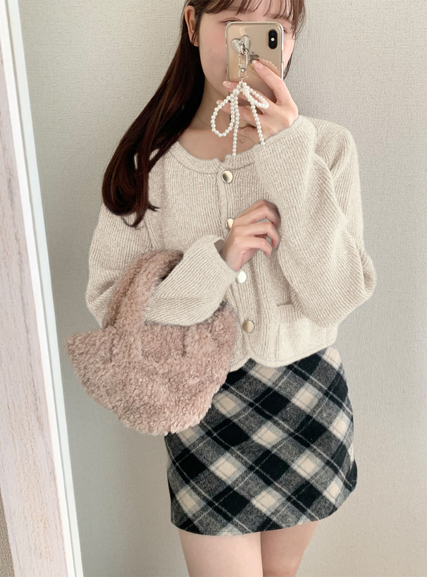 ラメリブニットショート丈カーディガン[kz636] | レディース