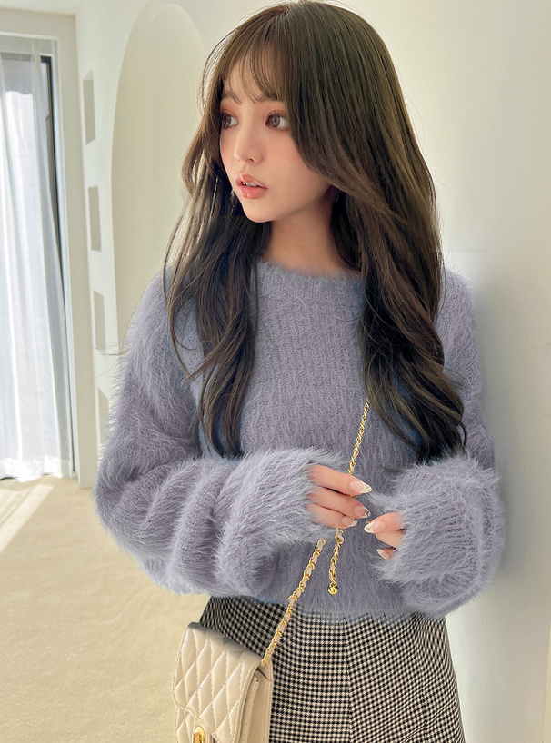 ショート丈フェザーニットプルオーバー[kz119] | レディース