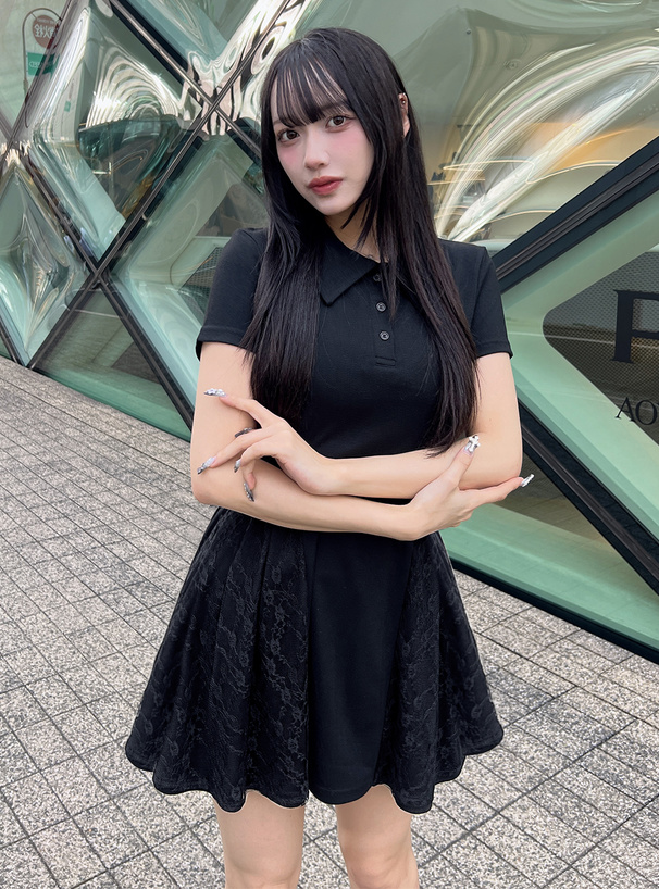 サイドレースポロフレアミニワンピース[jm041] | レディース