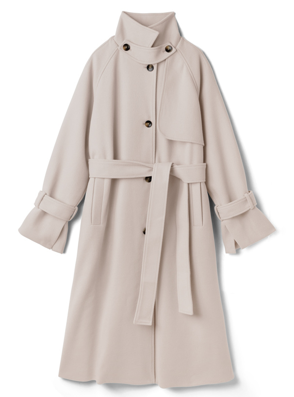 リボンベルト付きフェイクウールトレンチコート[k9049x] | レディース