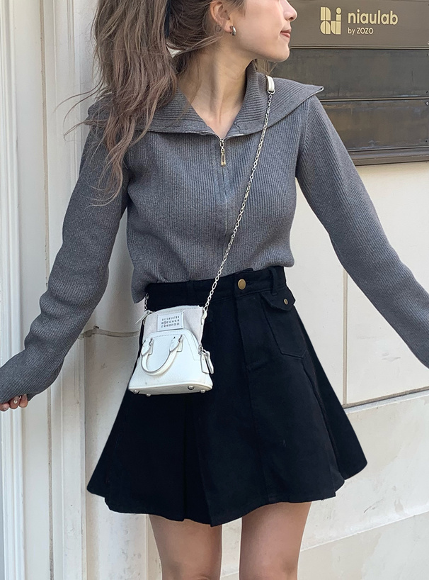 ダブルジップラメニットショート丈トップス[k9314e] | レディース