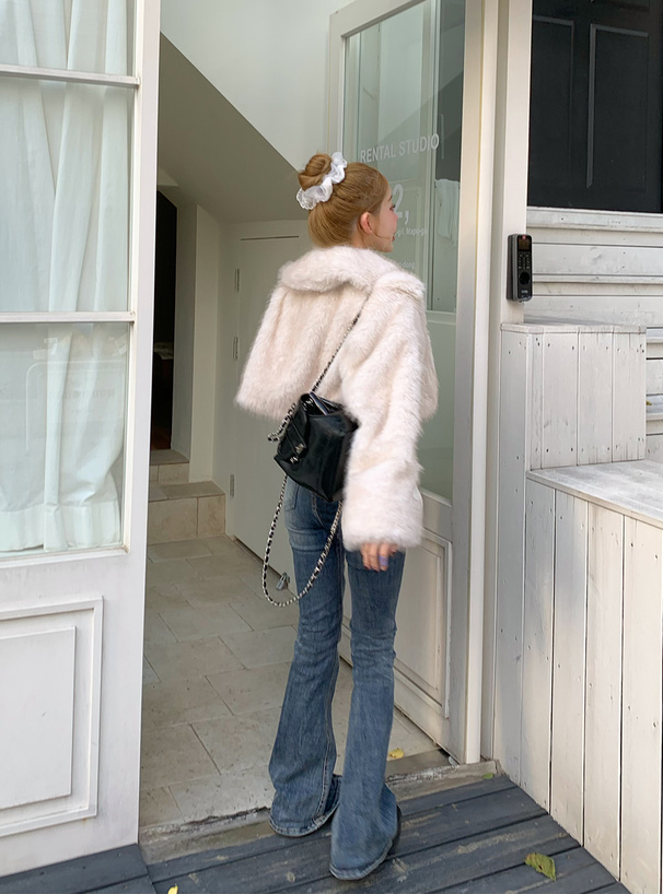 ビットつきミックスファーショート丈コート[on330] | レディース