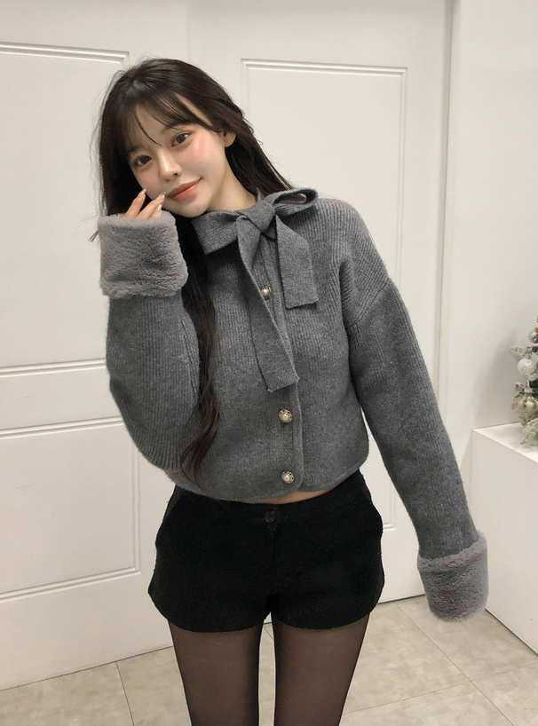 リボンパールボタンファーニットカーディガン[lt150] | レディース