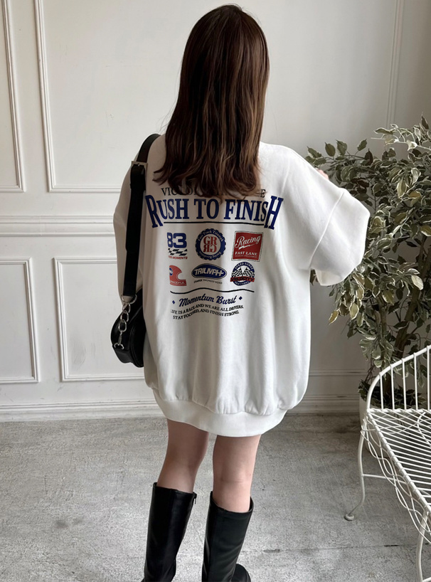 ロゴプリントオーバーサイズスウェットトップス[pm517] | レディース