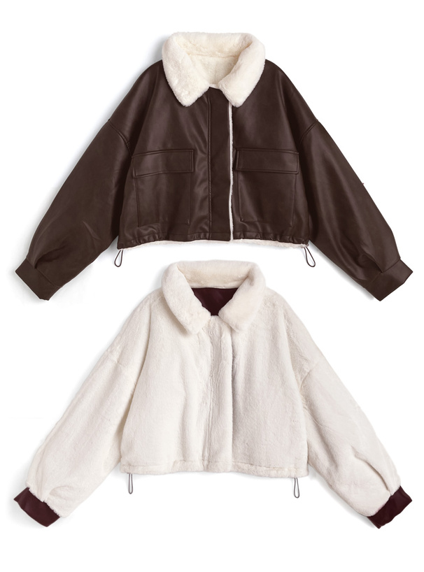 2Wayリバーシブルレザーファージャケット[pp217] | レディース