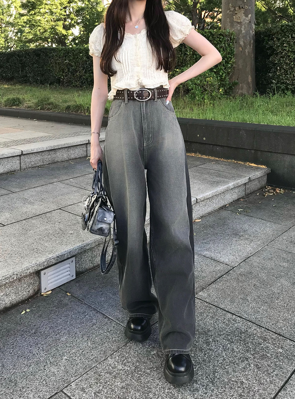 ブリーチ加工デニムパンツ[qu34] | レディースファッション通販の