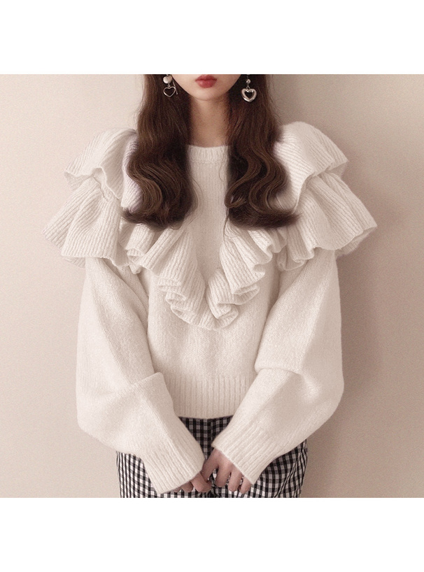 モヘヤタッチフリルニットトップス[rut593] | レディースファッション
