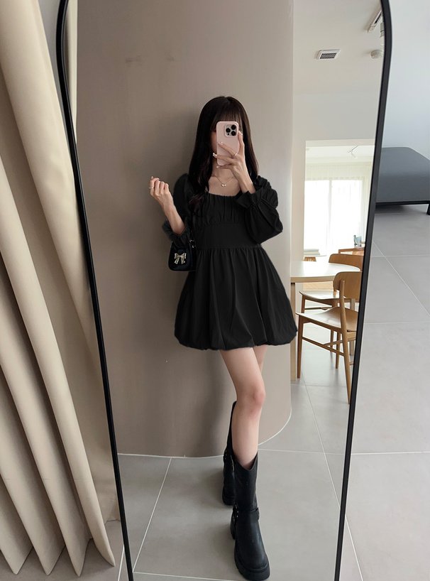 ウエストリボンギャザーバルーンミニワンピース[ta158] | レディース