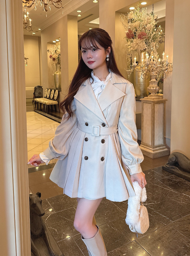 ベルト付きプリーツトレンチコート[ta217] | レディースファッション