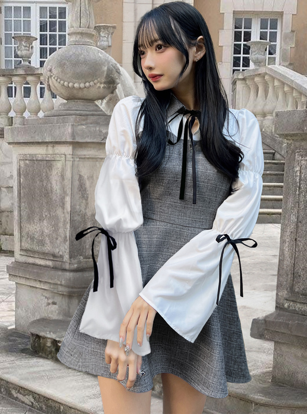 リボンツイードドッキングフレアミニワンピース[tg770] | レディース