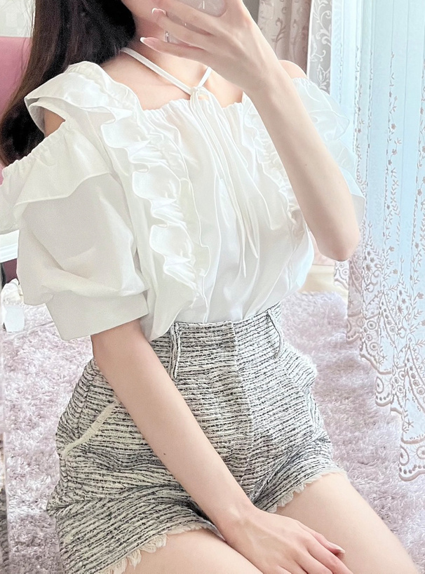 ショルダーオープンギャザーフリルブラウス[tu605] | レディース