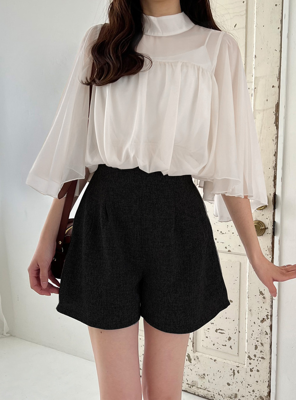 フレアスリーブシアーショート丈ブラウス[tu816] | レディース