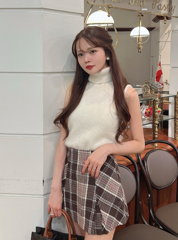 インパン裏地付きチェック柄プリーツスカート[tu963] | レディース