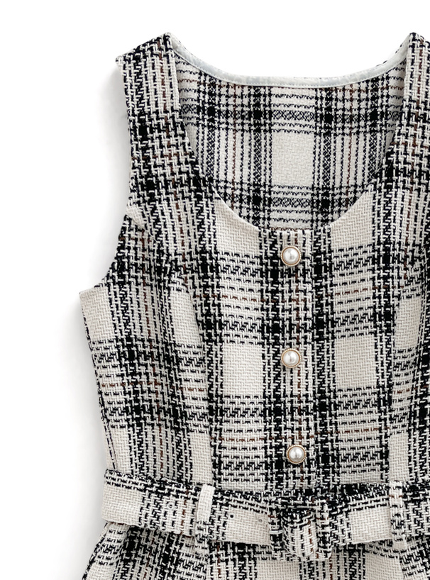 ロービングチェックベルト付きミニワンピース[tu1423] | レディース