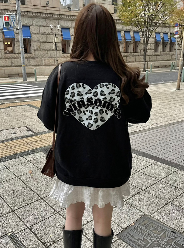 レオパード柄ハートロゴスウェットトップス[tu1461] | レディース