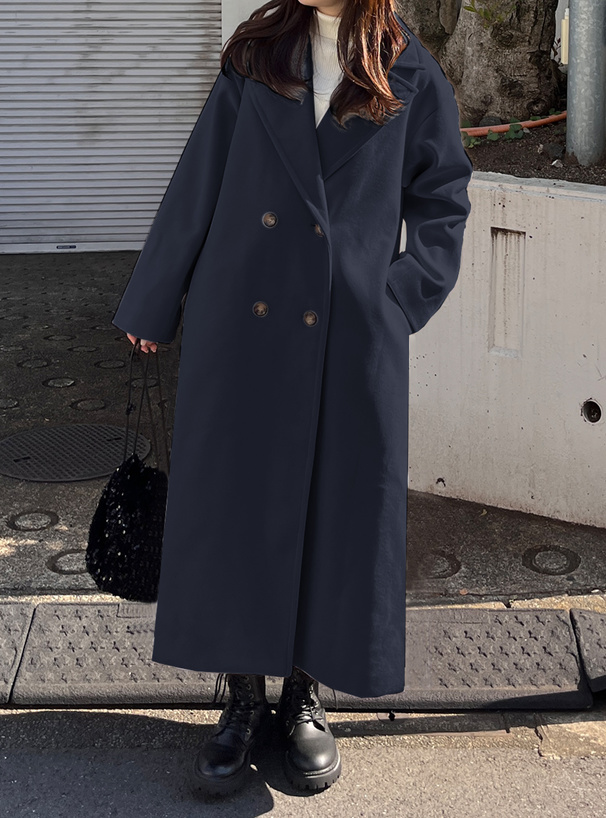 サイドスリットダブルボタンチェスターコート[ze759] | レディース