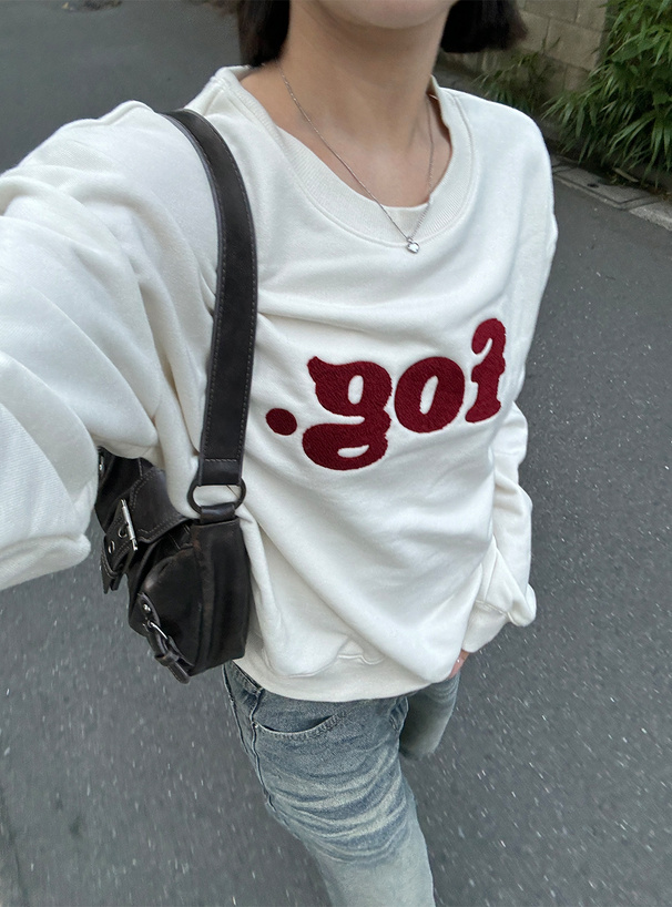 サガラ刺繍ロゴスウェットトップス[ze878] | レディースファッション