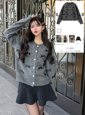 リボンニットカーディガン[cu476] | レディースファッション通販の