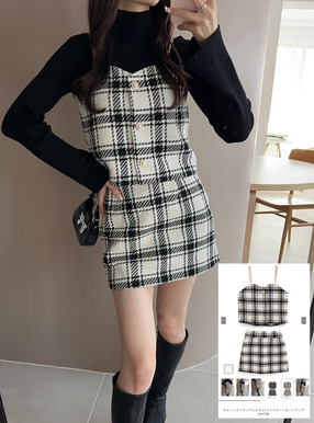 チェーンストラップビスチェ×ミニスカートセットアップ[nh176