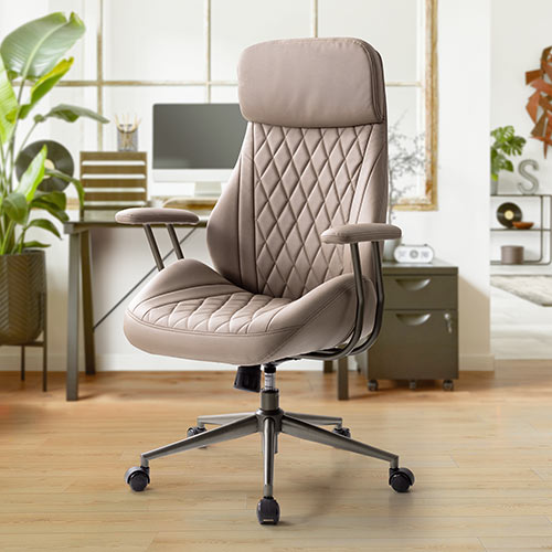 ロッキングチェア（キャスター・PUレザー・高さ調整・幅広座面・座り