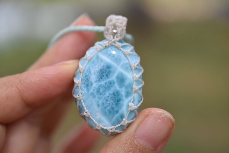 泡のしずく☆ラリマー マクラメネックレス1203 | iichi 日々の暮らしを