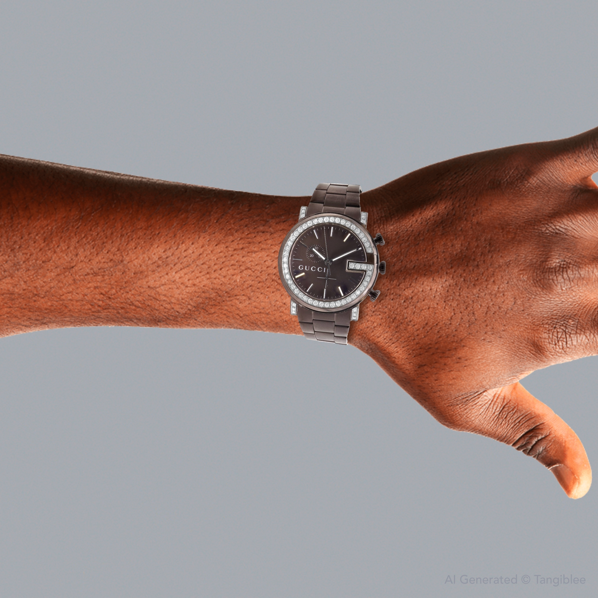 Genuine Men's Gucci Chrono Diamond Watch 101M Brown YA101341 5.5