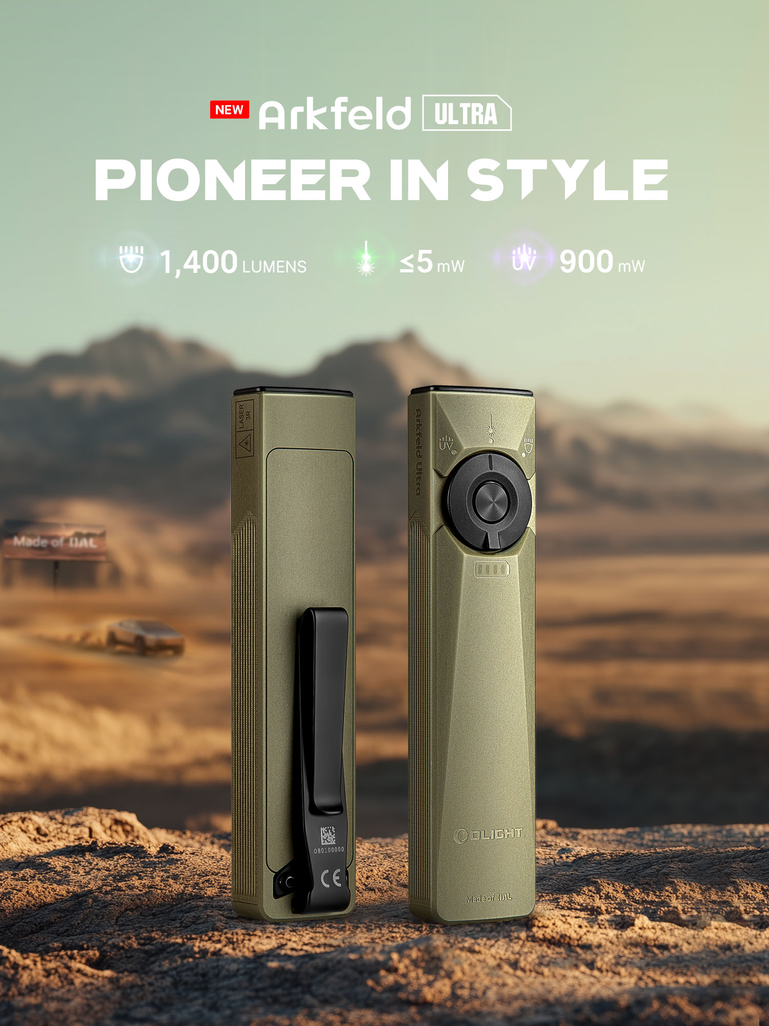 Arkfeld Ultra 3-in-1 EDC Flashlight | Durable O-Aluminum - Olight