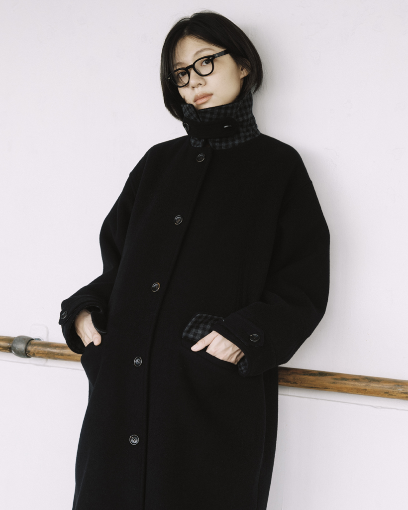 CHECK WOOL LONG COAT, BLACK | ファッション通販サイト NUGU