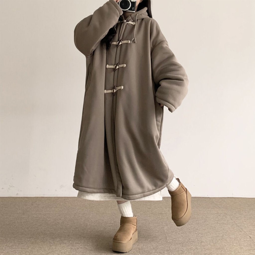 裏地ボアダッフルロングフード付きコート | ファッション通販サイト NUGU