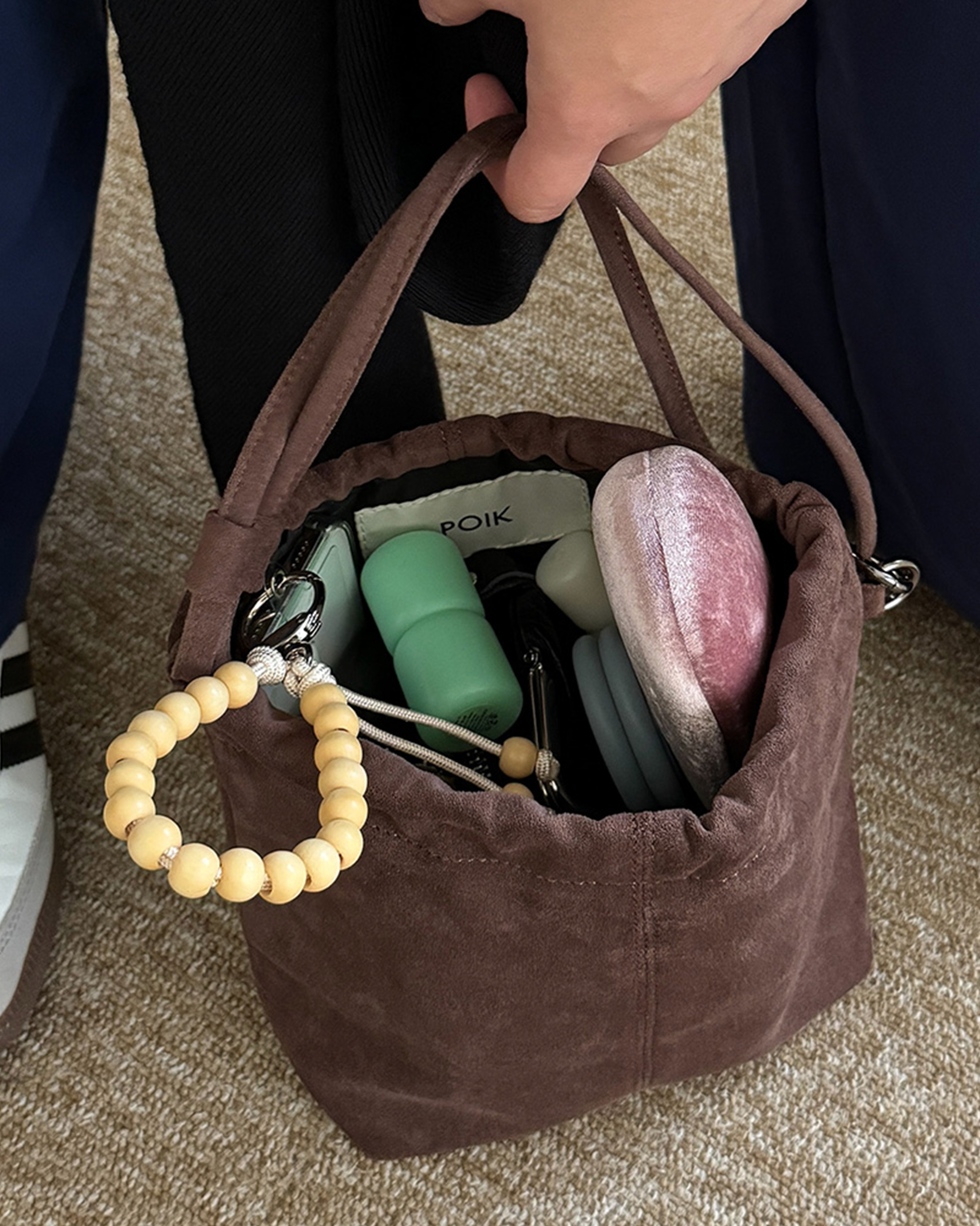 2回再販](ORIGINAL) ソフトドローストリングショルダーバッグ (brown