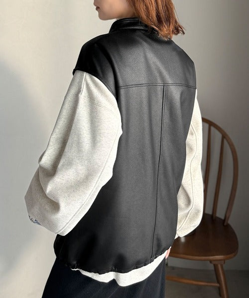 羽織るだけで、モードな存在感。BIGポケットレザー風加工スエード