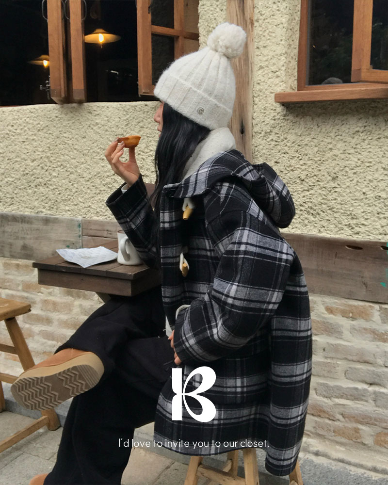 ORIGINAL]メーター チェックフード付きダッフルコート | ファッション