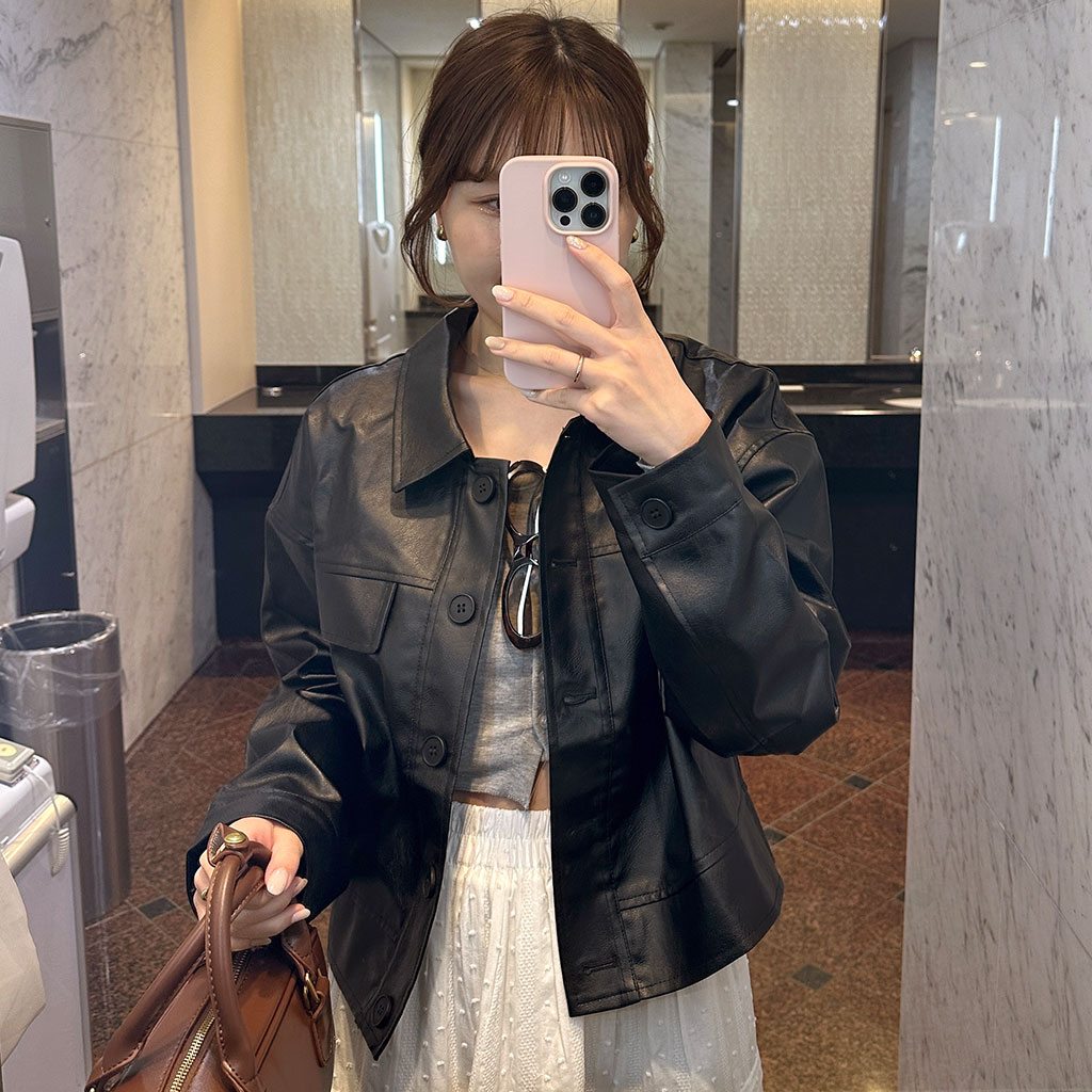 カジュアルショートレザージャケット | ファッション通販サイト NUGU