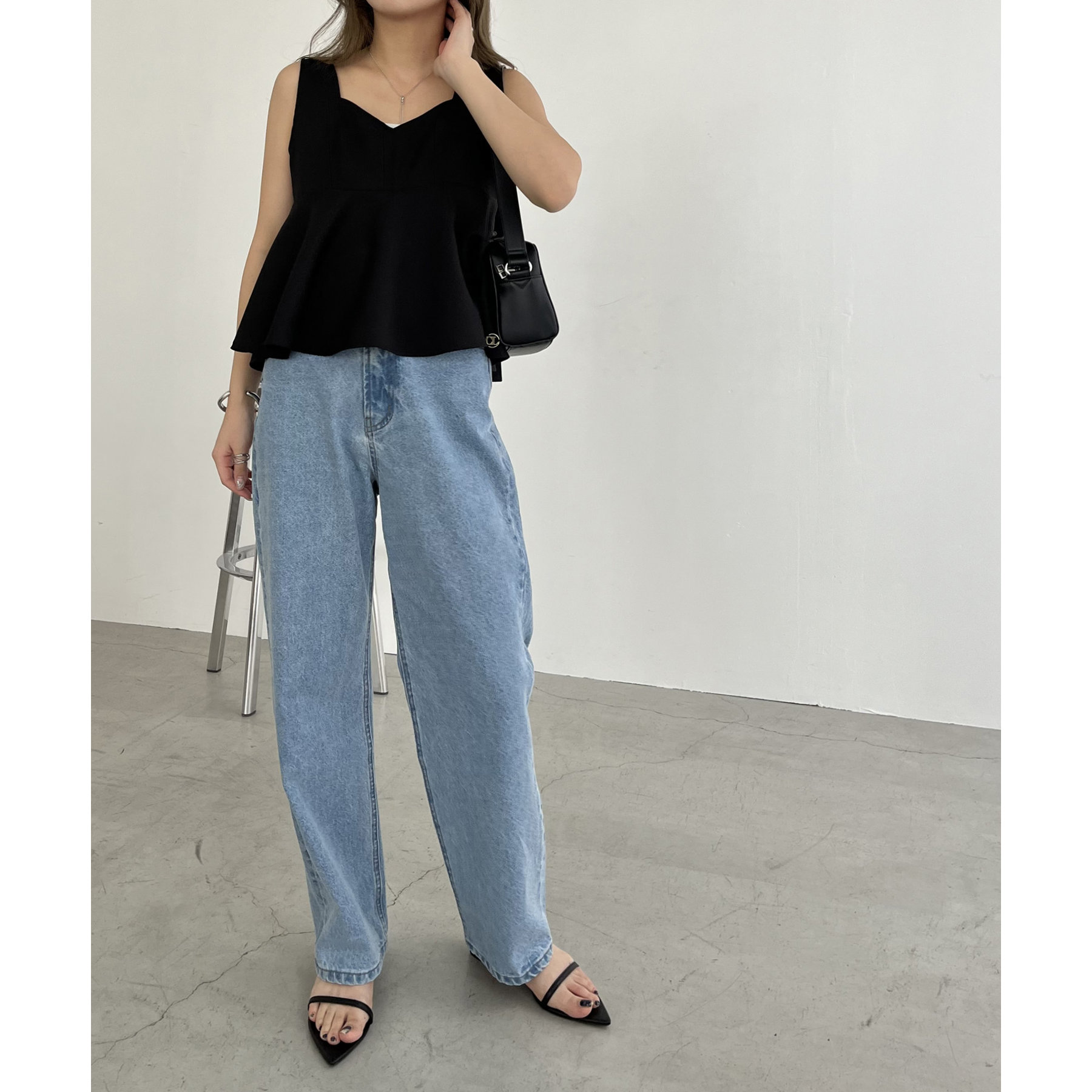 新色追加/ライトブルー】13ozハイウエストストレートデニム