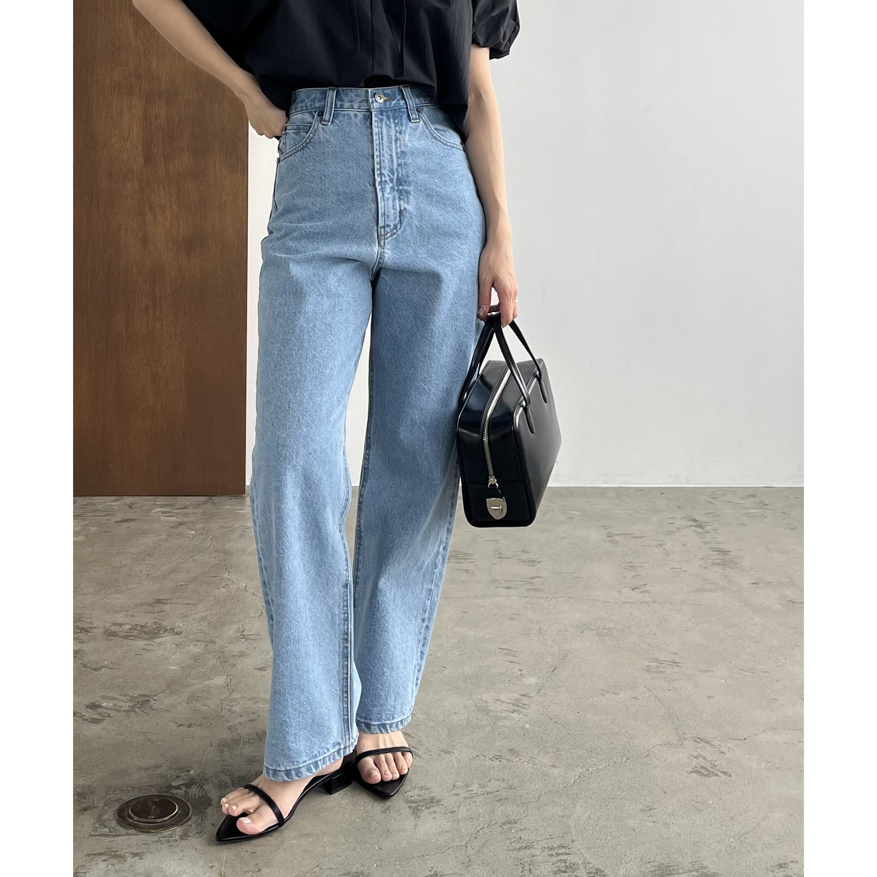 新色追加/ライトブルー】13ozハイウエストストレートデニム
