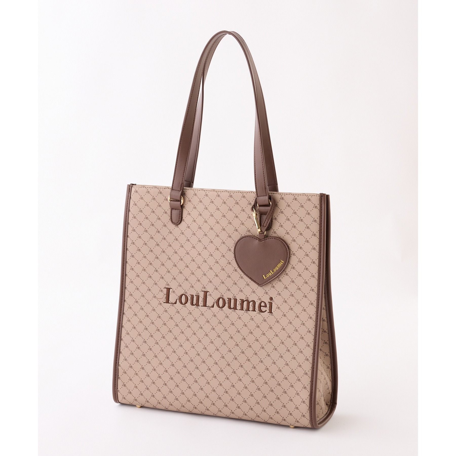 LouLoumei】ハートチャーム付きトートバッグ／推し活にも／自立可能