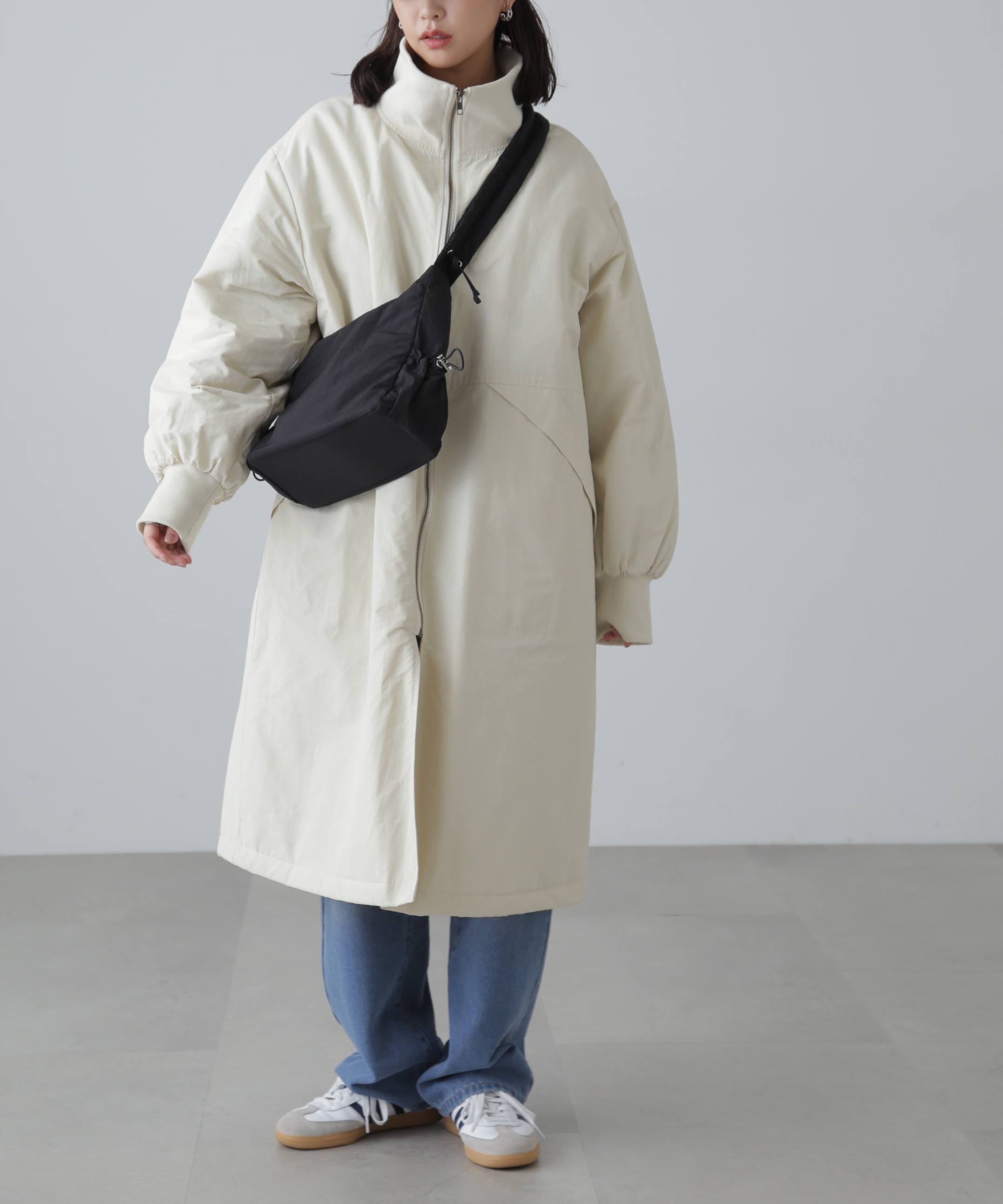 リブスタンドロングコート | ファッション通販サイト NUGU