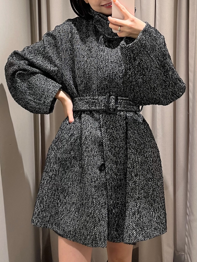 ◇スタンドカラーミドル丈ツイードコート | ファッション通販サイト NUGU