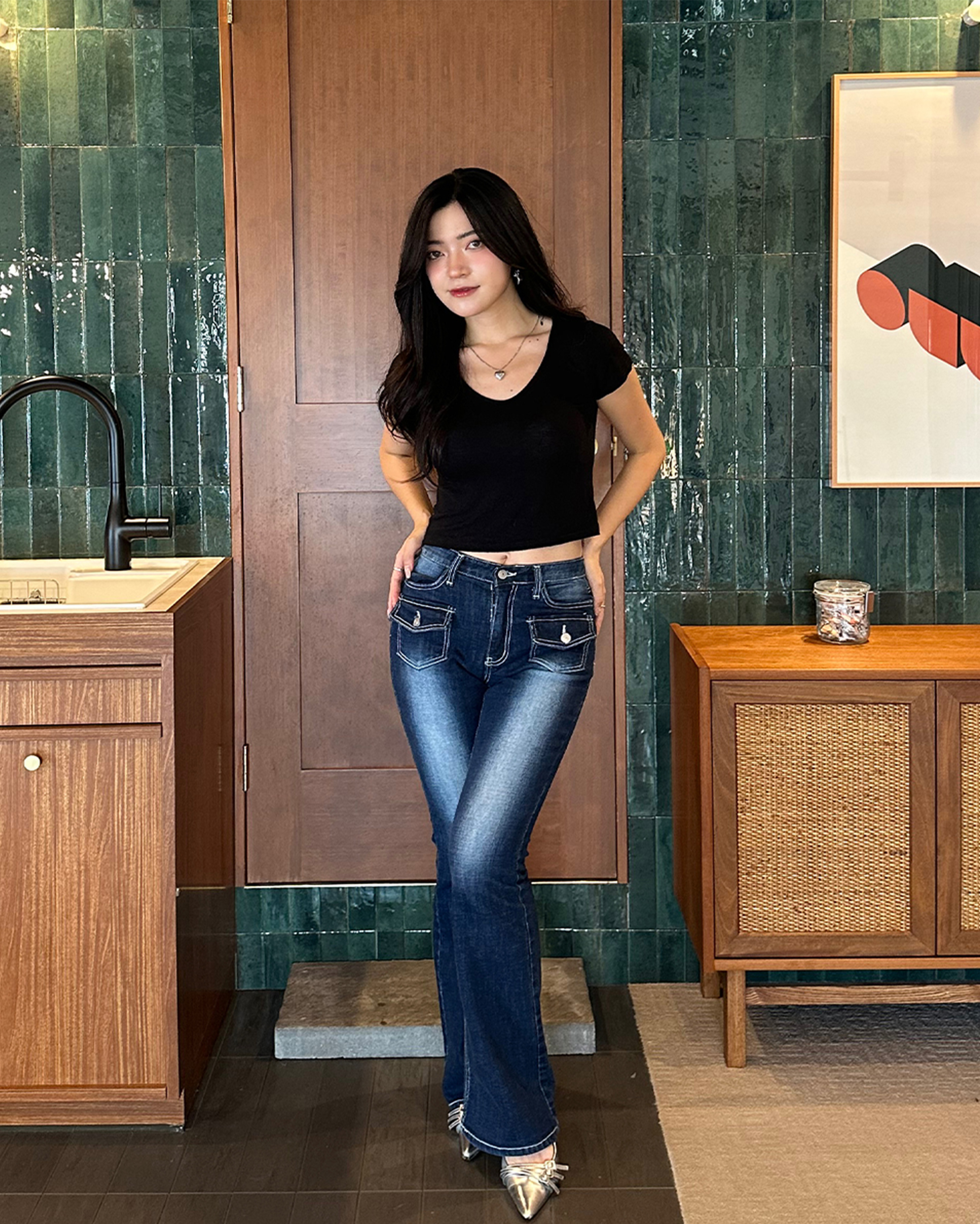 18回再販](ORIGINAL) フロントポケットブーツカットデニムパンツ