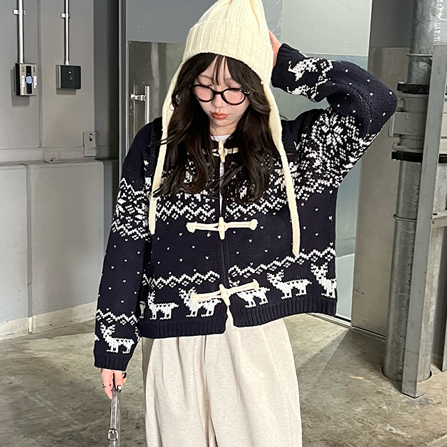 ノルディック柄ダッフルカーディガン | ファッション通販サイト NUGU