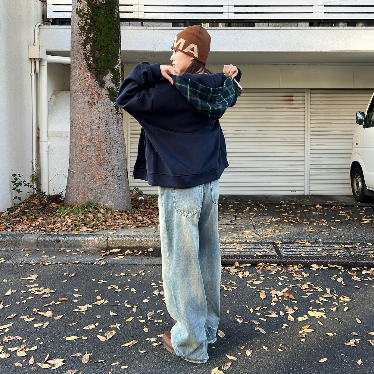 ユニセックス) ヴィンテージウォッシュワイドフィットデニム