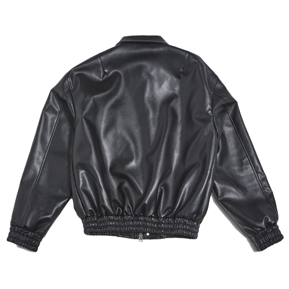 faux leather bomber jacket_black | ファッション通販サイト NUGU