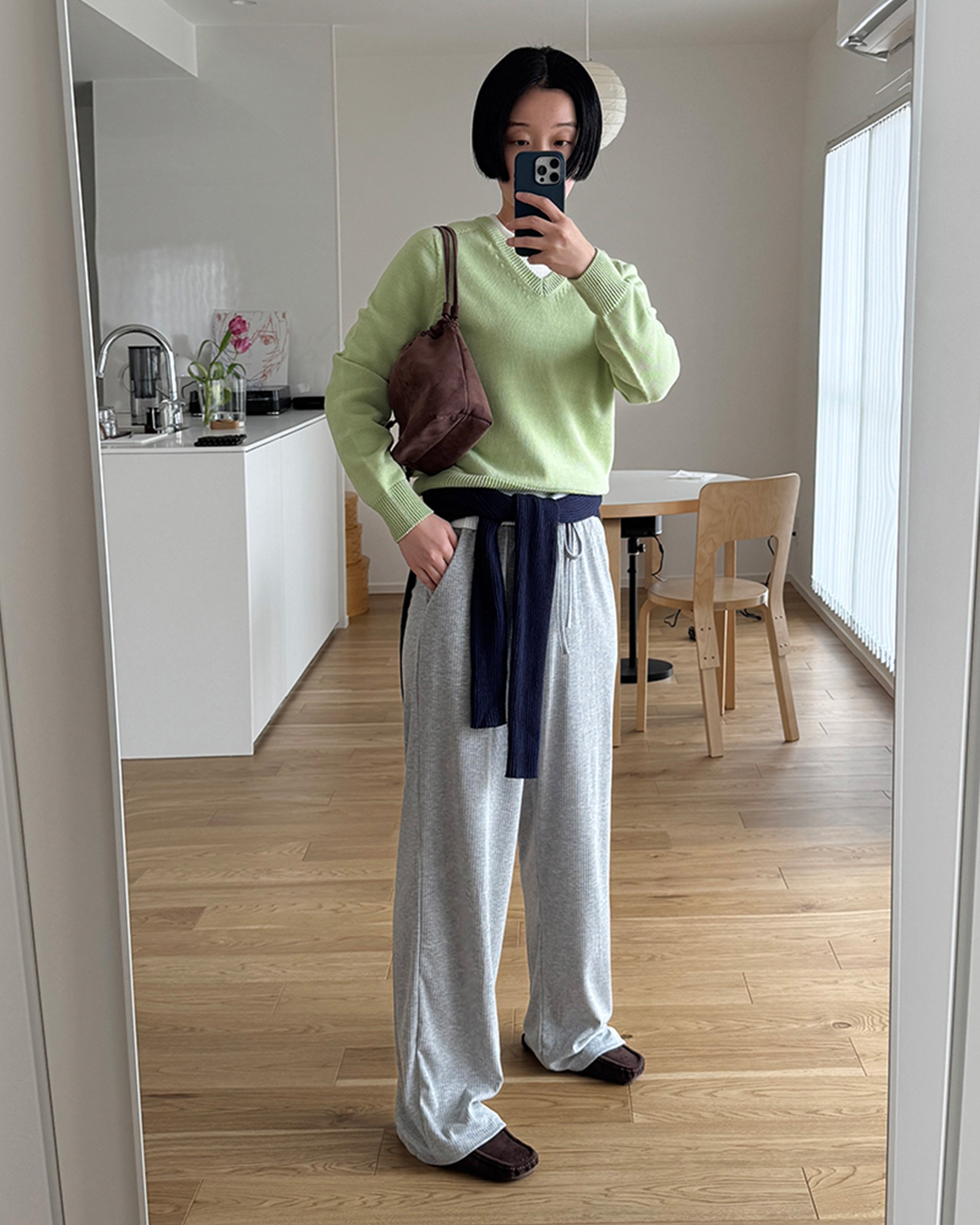 2回再販](ORIGINAL) ソフトドローストリングショルダーバッグ (brown