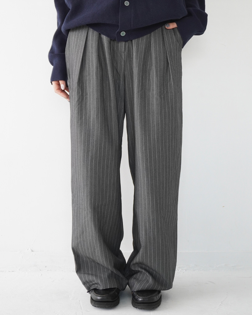 ユニセックス)ストライプセミワイドスラックス | ファッション通販