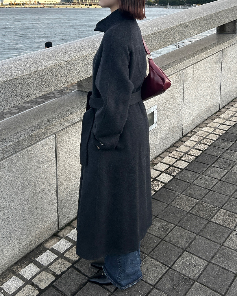 ベルトセットハイネックロングコート | ファッション通販サイト NUGU