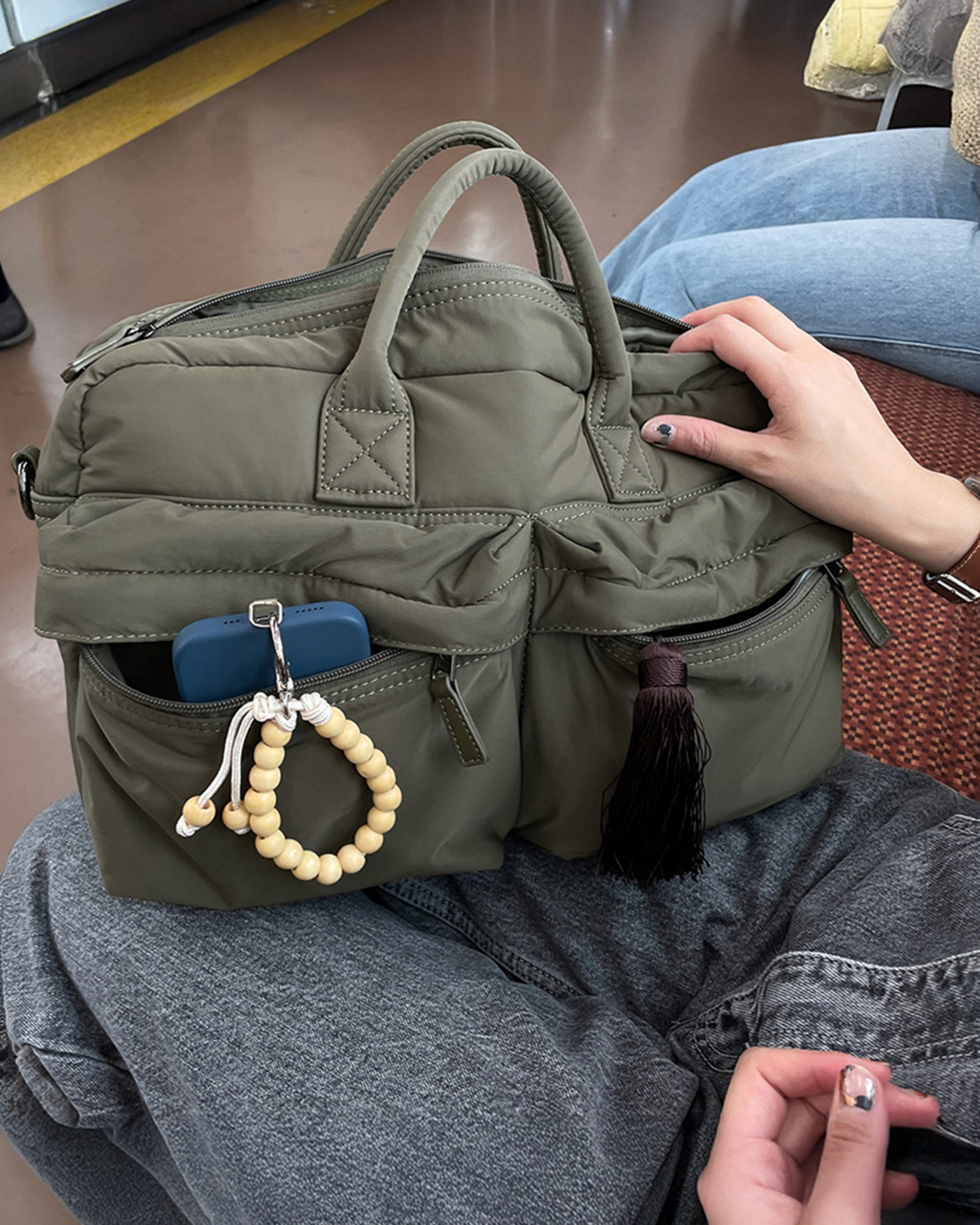 5回再販](ORIGINAL) ミドルマルチポケットクロスバック (khaki