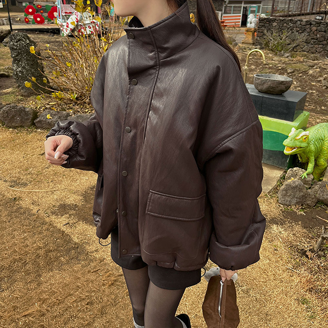 裏ボア] 厚手 ハイネック レザー ムートンジャケット | ファッション