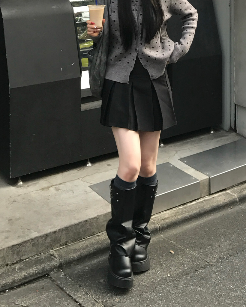 ロックベルトレザーロングブーツ | ファッション通販サイト NUGU